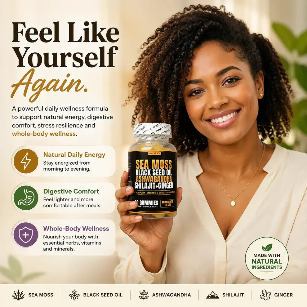Digestive Gummies: Sea Moss, Black Seed Oil, Ashwagandha, Shilajit + Ginger